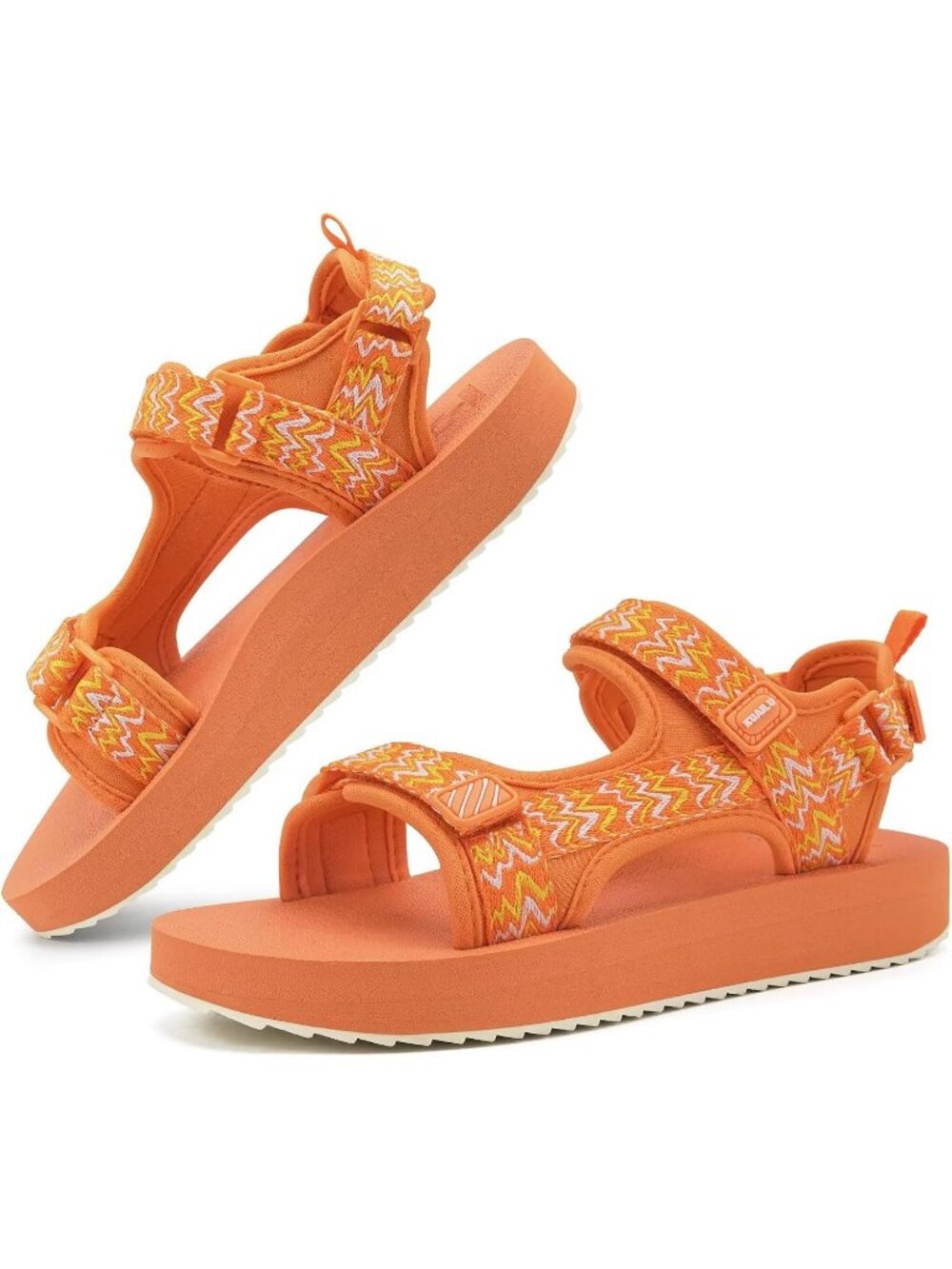 Womens Orange Comfortable Foam Arch Support Adjustable Strap Hiking Sandal Shoes